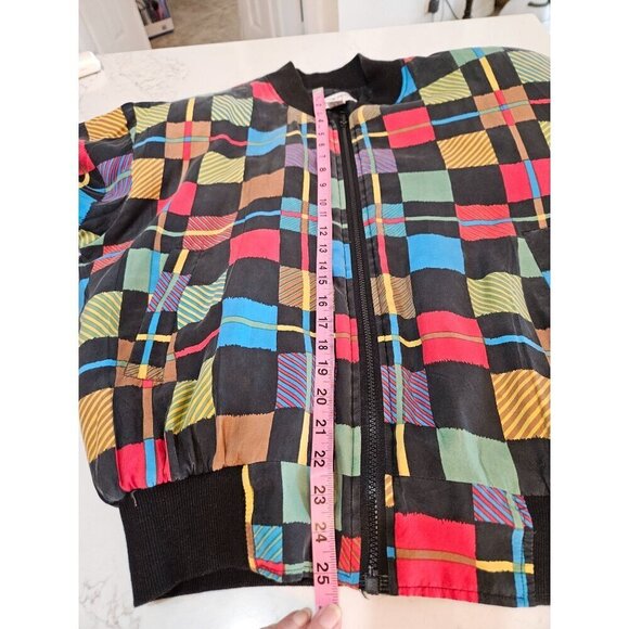 Carol Horn Vintage 80's Medium Oversized Boho Silk Patchwork Bomber Jacket - Picture 10 of 11